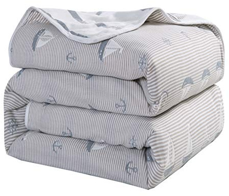 Hayisugal Kuscheldecke Babydecke Kinder Decke 100% Baumwolle, 6-Schichten, Wohndecke Sofadecke, extra weich, Kinderwagen Decke Einschlagdecke Tagesdecke, Segeln, 120 x 150cm