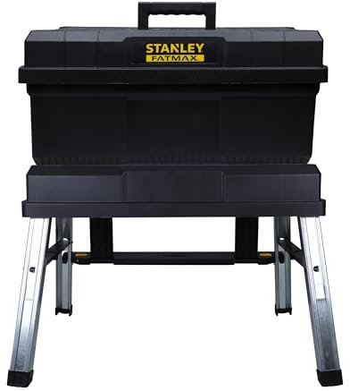 STANLEY Tools FatMax Werkzeugtrage mit Tritt (innovatives 3-in-1 Design: Aufbewahrung, Tritt und erhöhte Trage in einem, Füllkapazität: 30kg, stehende Tragfähigkeit: 150kg) FMST81083-1 Multicolor