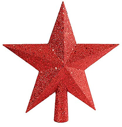 Molinter Pointe de sapin de Noël - Étoile à paillettes - Décoration de Noël - 19,5 cm - Rouge