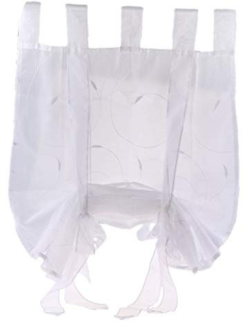 Tubayia Landhaus Stil Raffrollo Raffgardine Kurz Fenster Vorhang für Küche, Bad, Wohnzimmer, Schlafzimmer (Weiß,120x140cm)