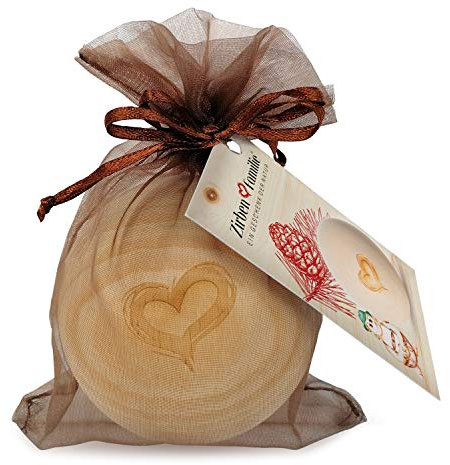 Zirben Familie® Sfera di cembro con incisione, coperchio in legno di cembro adatto alla nostra caraffa per acqua, dona all'acqua un tocco speciale, edizione a forma di cuore