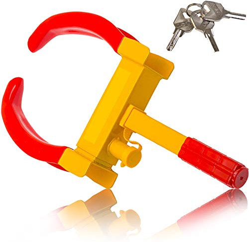 DREAMADE Antivol Pneu de Voiture, Serrure de Roué de Voiture Antivol en Fer de Haute Qualité avec 3 Clés, Serrure de Pneu avec Position Réglable à 9 Trous pour Voiture Camion Caravanes et Roulottes