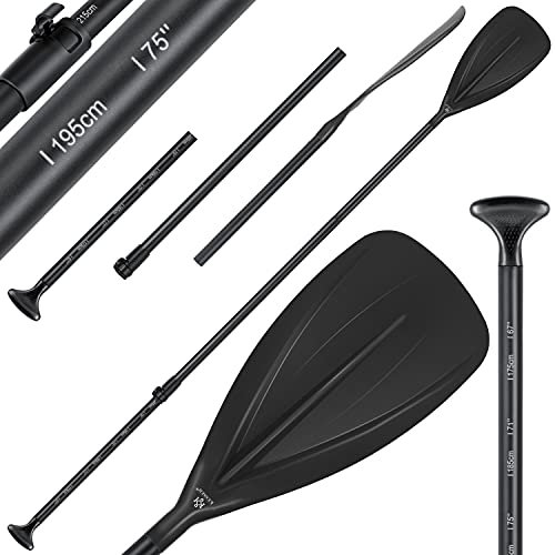 KESSER® Paddle - 3-teilig für Kayak SUP Stand-Up Paddling Board Stechpaddel, Verstellbar Teleskop 165cm-215cm Aluminum für Stand Up Paddel Kajakfahren Surfboard Boot Anti-Rutsch Stecksystem, Schwarz