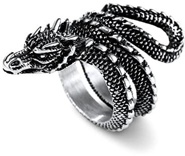 U7 Chinesische Drache Ring Vintage Lóng Motiv Statement Ring Edelstahl/18k vergoldet personalisiert Biker Hip Hop Roker Ringe Modeschmuck Accessoire für Männer