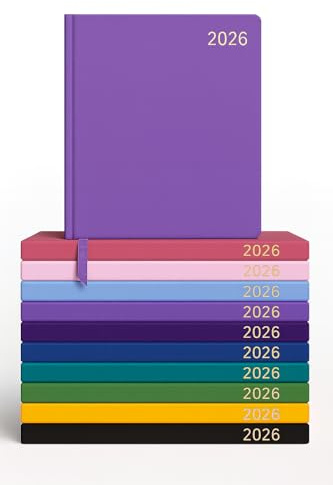 Top Sale Jahresplaner 2025, ein Tag pro Seite, A4, mit festem Einband und passendem Lesebändchen, Violett