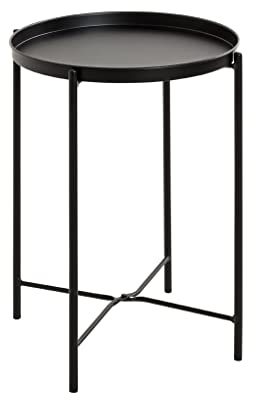 HAKU Beistelltisch rund schwarz Metall runder Sofatisch klein - Maße: H 50 x Ø 39 cm Style: Art Deco