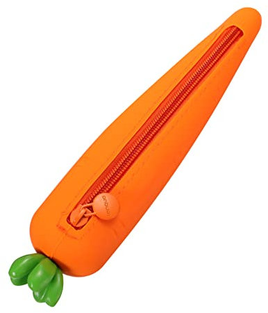 STOBOK 1 Stück Tasche Aufbewahrung Kinder Reißverschluss Teen Karotte Student Halter Schreibwaren Etui Stiftbeutel Silikon Geschenk Marker Cartoon Teenager Design Bleistift