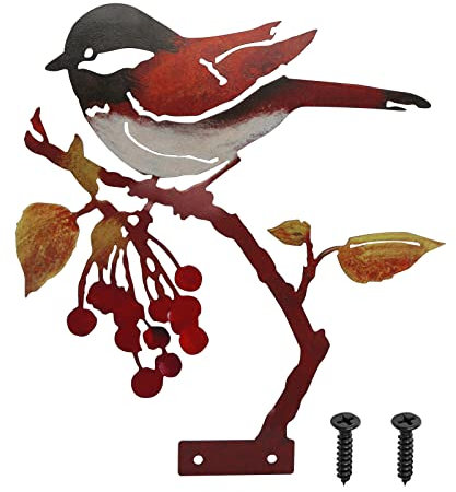 CAINCAY Uccello in metallo, decorazione da giardino, statuette da giardino, per esterni, decorazione autunnale, per esterni, uccelli arrugginiti con vite, statuette da giardino