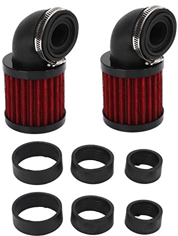 Aramox 2 Stück Motorrad Luftfilter 90 Grad Biegung Luftfilter 28 Bis 48 Mm Universal für 50 70 90 125 Moped Scooter ATV Dirt Bike (Schwarz Rot)