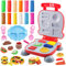TaimeiMao Knete Zubehör Knetwerkzeug,Knete Play Doh ab 3 4 5 Jahre mit 12 Bunt Modelliermasse,Knete Set Creation Frühstück Burger,Bastelset Kinder DIY Geschenk für Kinder Jungen Mädchen
