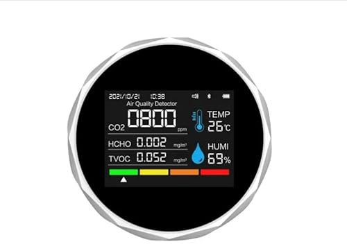 Détecteur de dioxyde de carbone Moniteur de qualité de l'air 7 en 1 Connecté Détecteur de dioxyde de carbone TVOC Température Détecteur Blanc