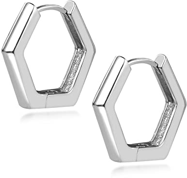 ALEXCRAFT 14K Vergoldet Silber 925 Post Creolen Kleine Huggie Herz Ohrringe | Silber 925 Ohrringe Creolen Kleine Schlaf Knorpel Huggie Kreolen Herz Stern Blume Geometrische Ohrringe Damen Herren Mädchen