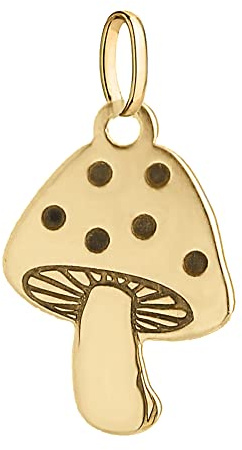 Champignon Fliegenpilz Anhänger Pilze Anhänger 585 Gold 14K Gelbgold Damen Charm