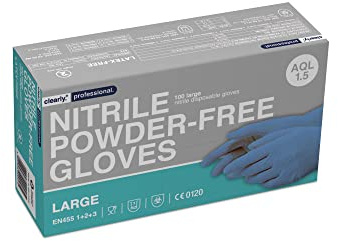 Clearly Blue Vinyl Powder-Free Latex-free Gloves, disposable gloves, Multi purpose & extra strong, Box of 100 Blue (Blue, Large)