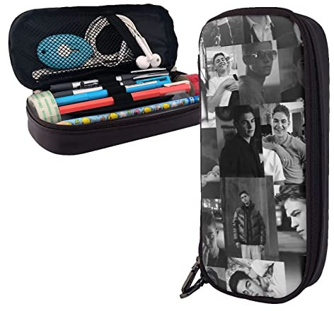 Hero Fiennes-Tiffin Trousse à crayons en cuir avec compartiments Grande pochette de rangement pour bureau collège, couleur, 5.0cm*10.5cm*20.5cm, trousse à crayons