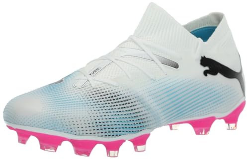PUMA Damen Future 7 Match Firm, Artificial Ground Soccer Cleats Sneaker, White Black-Poison Pink, 41 EU