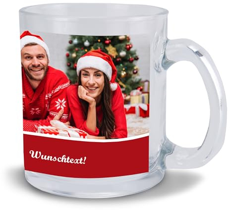 Kiwistar Tasse transparent Glas - Foto mit Text - individuell personalisiert mit Wunschtext bedruckt - Texttasse selbst gestalten - Tassen selber personalisieren - Spruch - Geschenk - Motivtasse