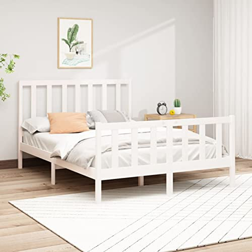 BaraSh Massivholzbett Bettgestell Bed Frame Bett Mit Bettkasten Hausbett Bett Massivholz Weiß Kiefer 160x200 cm - 3106714