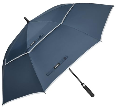 G4Free 47/54/58/62/68 Inch Automatic Open Golf Umbrella Extra Large Oversize Double Canopy Vented Windproof Waterproof Stick Umbrellas with Reflective Strip Design(Blue02, 47 inch)