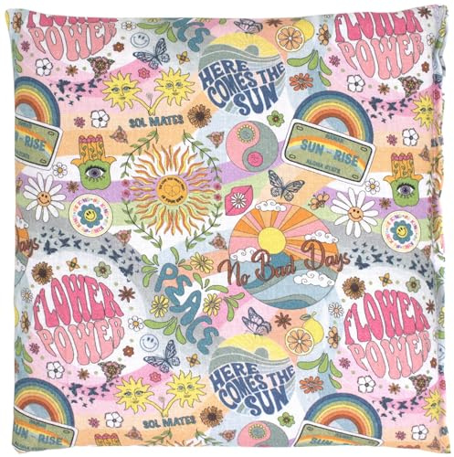 Cojín de semillas de uva, 19 x 19 cm, tejido orgánico Flower-Power