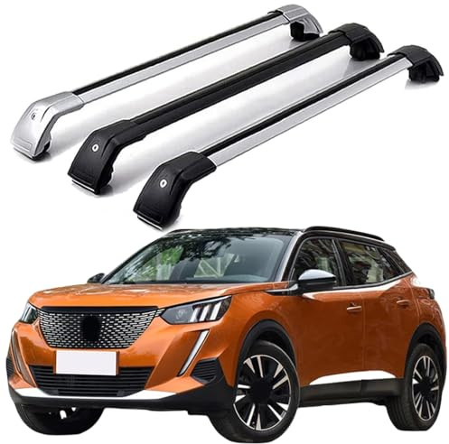 Peugeot 2008 5 SUV Roof Rack Cross Bars - Aluminum Rooftop Luggage Carrier Accessories, 2PCS, Silver-Black