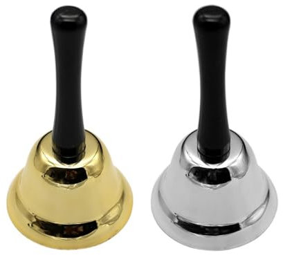 2 Stück kleine Glocken, Handglocken, Mini-Glöckchen, Handglocken aus Edelstahl, Serviceglocken, Handglocken aus Edelstahl (Gold, Silber)