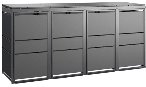 MBOX24 MODERN Mülltonnenbox 4er für 120 Liter Mülltonne | Anthrazit | Mülltonnenverkleidung | Mülltonnenhaus | Box für Mülltonnen | Mülltonnenunterstand | Mülltonneneinhausung
