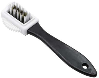 ANCLLO 4 Sideds Suede Multifunctional Nubuck Brass and Nylon Bristle Shoe Boot Cleaning Brush