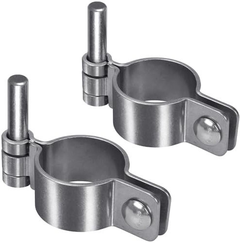 Insaga 2-3/8'' Thick Gate Hinges, 304 Stainless Steel Chain Link Fence Parts, 2pcs Pipe Hinge for Farm Gates, Fits 2-3/8'' OD Post/Pipe