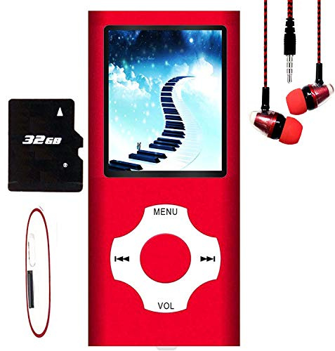 Hotechs Slim Design MP3 Player MP4 Player with 32GB Memory Card Digital LCD Display 1.8 Inch Display FM Radio