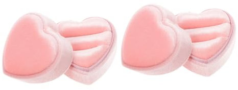 SAFIGLE 2er-box Ringbox in Herzform Damen Alte Hochzeitsdekorationen Für Die Zeremonie Reisegeschenke Einzigartige Ringboxen Schmuck Geschenkhalter Paare Samtstoff Rosa