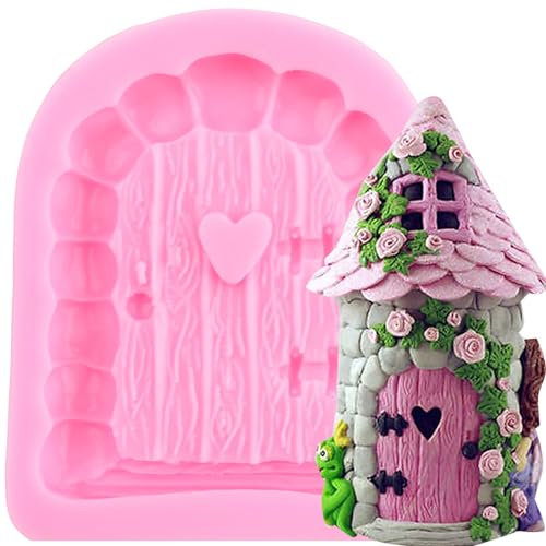 XMOLDNMS Enchanted Vintage Fairy Garden Fairy Gnome Home Door Silicone Fondant Moulds for Cake Decorating Cupcake Topper Chocolate Gum Paste Candy Polymer Clay