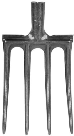 OUCRIY Forca da scavo in acciaio al carbonio, forte resistenza, prevenzione anti rottura, forchetta da giardino per scavare (4 denti)