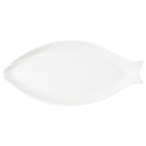 zhongqunli Ceramic Platter Creative Household Ceramic Fish Plate Tableware Fish Shape Simple White Steamed Fish Large Plate Hotel Kitchen Tableware Plate Large Serving Plate