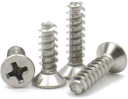 Generisch 50–500 Stück 304 Edelstahl M1 M1,2 M1,4 M1,7 M2 M2,2 M2,5 M3 M4 Kreuzschlitz-Senkkopf, selbstschneidende Schraube mit flachem Schwanz(5mm,M1.4 (500PCS))