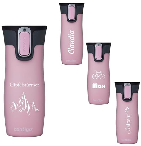 Contigo Thermobecher West Loop Autoseal mit Gravur, Edelstahl Isolierbecher, Reisebecher, Kaffeebecher to Go, auslaufsicher (Millenial Pink)