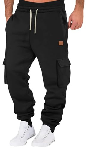 Pantalones cargo elásticos para hombre con varios bolsillos, pantalones de entrenamiento, corte holgado, pantalones chinos con cordón, pantalones de trabajo sencillos, pantalones casuales para hombre