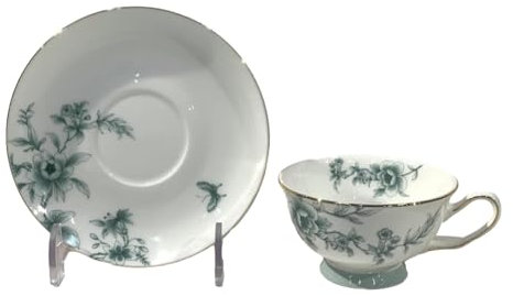 Platos, cuencos, tazas y platillos de cerámica azul y blanca de estilo chino, tazas de café de té de la tarde de porcelana de hueso, tazas y platillos de lámina dorada, embalaje simple
