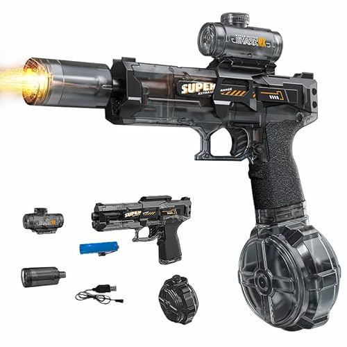 YoPoll Electric Water Guns for Adults Kids, Automatic Squirt Gun with 26FT Range, Super Blaster Soaker High Capacity Pistol for Swimming Pool Party Toy ColorBlast LED Electric Water Gun (Black)