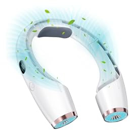 Portable Neck Fan, Next-Gen 720° Cooling, 6000mAh 18Hrs Long-Lasting, 3-Speed LED Battery Display, Ultra-Quiet, Rechargeable Personal Fans for Office/Travel/Outdoor Gift for Women Men - White