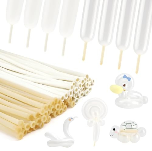 Modelling Long Balloons 260,100PCS White Clear Twisting Animal Making Magic Balloons,Art Craft Kids Birthday,for Balloon arch Wedding Bachlorette Christmas Halloween Festival Party Clown Decoration