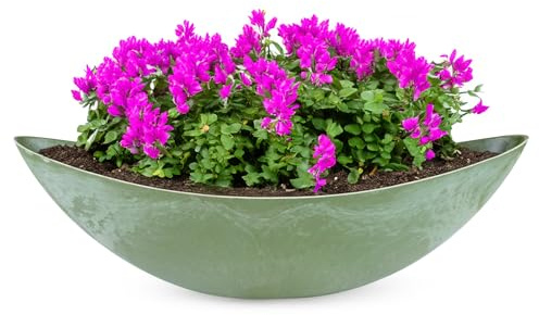 Ovale Pflanzschale als große 55 cm Vintage Outdoor Deko-Schale grün
