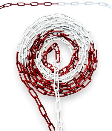to do home 5m Stahlkette Warnkette Ø5mm - Rot-weiß - verzinkter Stahl - bestens für Baustellen, Parkplätze, Events, Veranstaltungen, Jahrmärkte