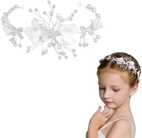 Teouuas Haarschmuck Kommunion, Kommunion Haarschmuck, Kommunions Haarschmucks Mädchen, Kommunions Haarschmucks für Mädchen, für Erstkommunion, Hochzeit und Besondere Anlässe (Weiß)