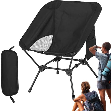 Duroecsain Silla de Camping Plegable, Asiento de Descanso portátil para Senderismo, Silla de Camping Transpirable con Bolsillo Lateral para el Lado de la Piscina, pícnic, Senderismo, Trekking, jardín
