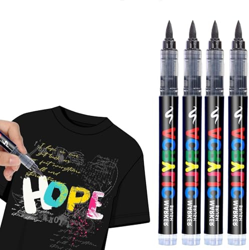 Nurila 4 Stück Schwarze Textilstifte Waschmaschinenfest 1-5mm,Acryl Stoffmalfarben Ideal Zum Bemalen Von Kleidung,Stoffbeutel Basteln T-Shirts, Jeans, Textil Schuhe, Textilzubehör,Taschen, Schuhe