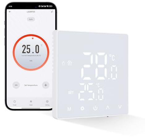 CNBINGO Smart Thermostat Fußbodenheizung WLAN Raumthermostat 230V Weiß | Digital Programmierbar Thermostat für Wasser Elektrisch,WiFi Raumthermostat Kompatibel mit Tuya,Alexa,Google Home