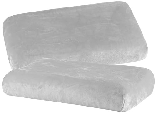 BaSaTex Kissenbezug, 2er Pack, 30x50 cm, Grau | Cashmere-Touch Spannbezüge für Nackenkissen und Gesundheitskissen, kuschelig weicher Kissenbezug