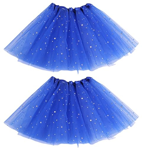 EDLMKM 2PCS Adult Tutu Skirts, Tutu Skirts for Women, BlueTutu with Sequin Stars, 3 Layered, 80s Fancy Dress, Ballet Skirts for Party Fancy Dress Outfit Costume for Women and Teens