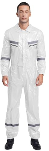Monduelle Tuta Da Lavoro da uomo Abbigliamento Pantaloni Di Sicurezza Riflettenti Elastica in Vita Overalls Jumpsuit Officina Meccanica Agricoltura Bianco M